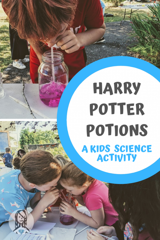 Students blow through straws to acidify a harry potter potion