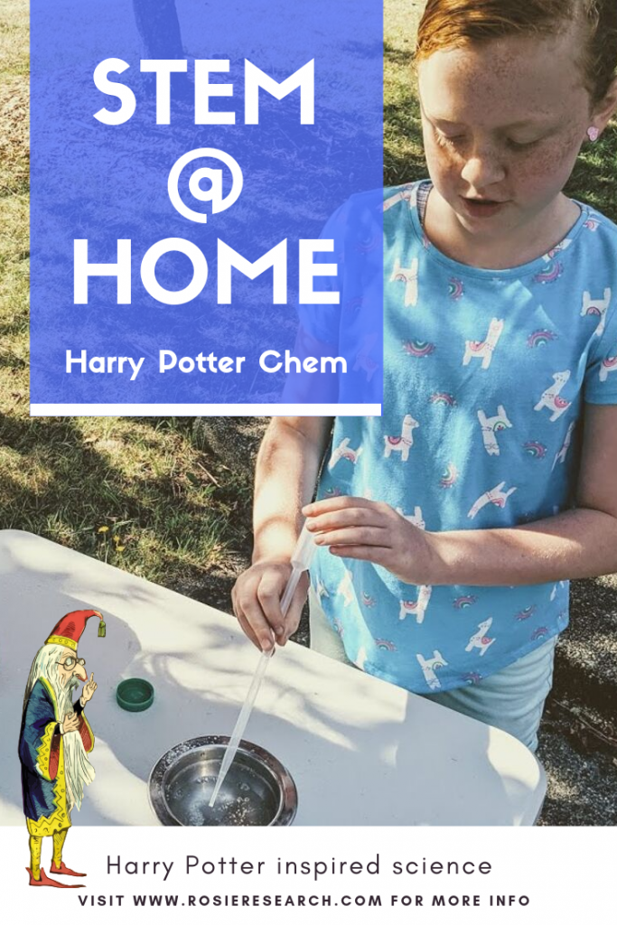 girl creating harry potter invisibility potion with iodine reaction